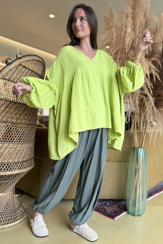 Suri Cushion Cotton Artist Smock Lime /15=